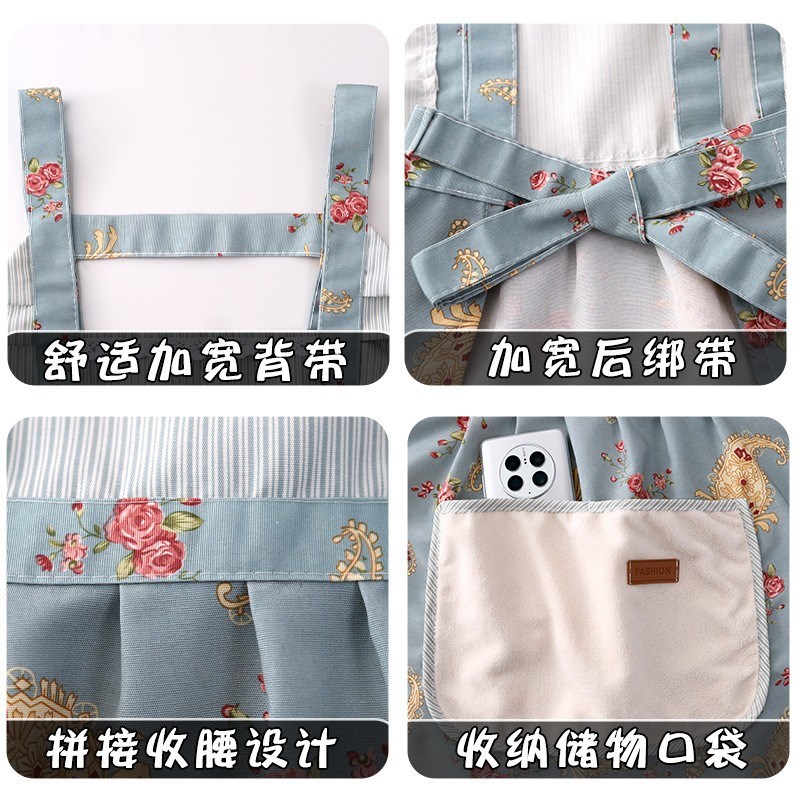 时尚帆布围裙2024新款厨房专用做饭防污透气围腰洋气女成人工作服