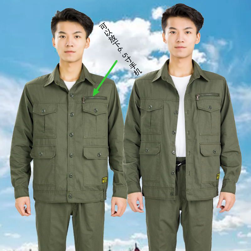 夏季长袖薄款工作服套装男士透气纯棉迷彩劳保服防烫耐磨电焊工服