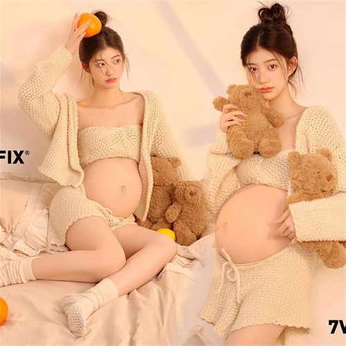 新款影楼孕妇拍照服装可爱俏皮小清新孕妈咪温馨居家慵懒风摄影服