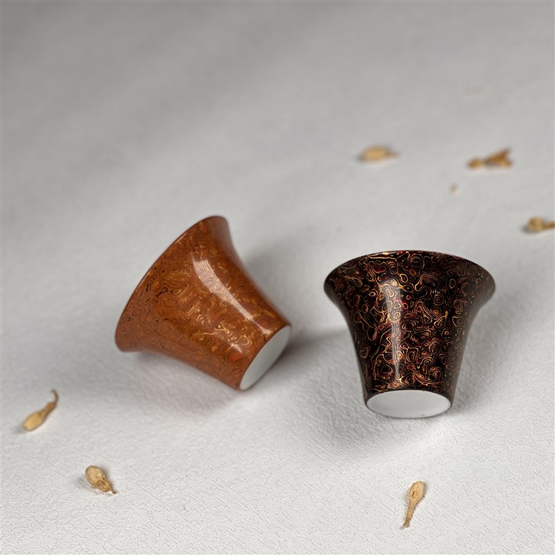 福州脱胎漆器工艺品木胎大漆茶杯主人杯犀皮漆螺钿漆珠