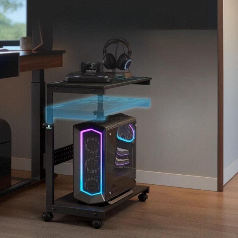 电脑主机箱托架桌下可移动落地置物E架办公室工位主机打印机放置