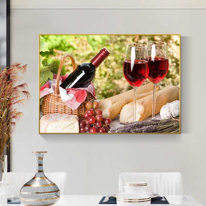 现代简约餐厅装饰画歺厅餐桌饭桌挂画水果酒杯单幅饭厅餐边墙壁画
