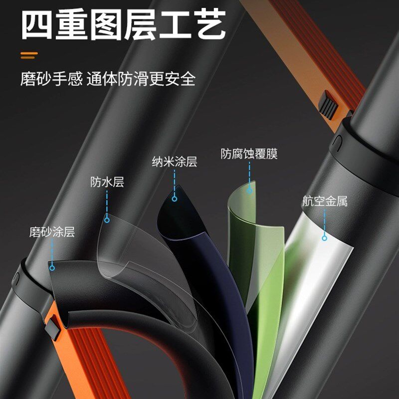 收缩楼梯4米竹节靠墙折叠3家用升降阁楼爬梯工程便携直梯伸缩梯子