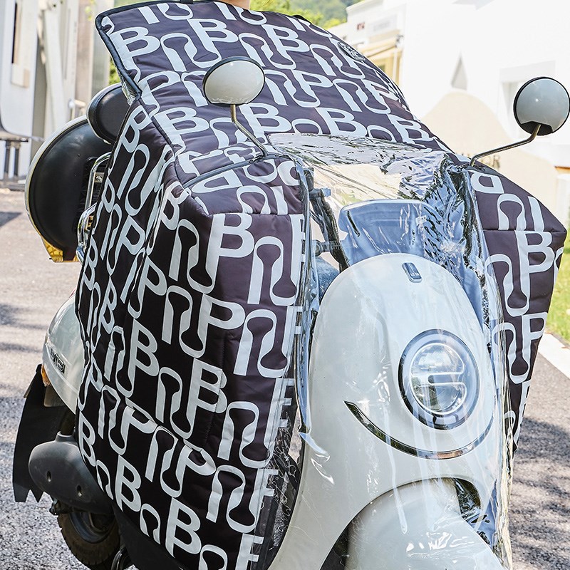 冬季电动车斗篷型挡风被 pvc透明保暖加厚加绒防风防水防晒连体款