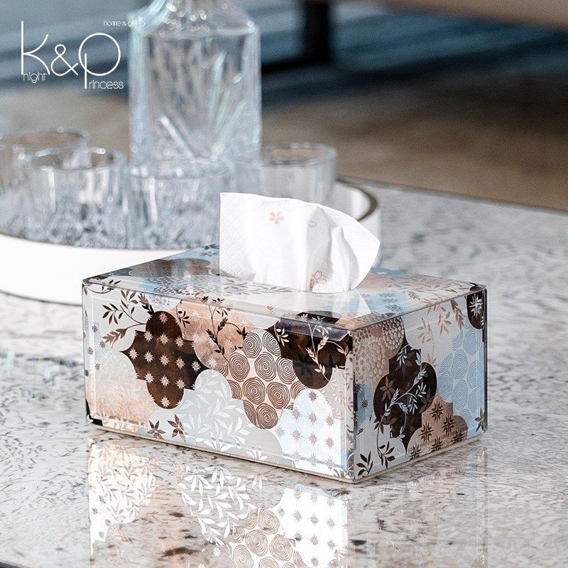 KP客厅高档纸巾盒轻奢高级感餐巾纸收纳盒家用餐桌茶几抽纸盒摆件