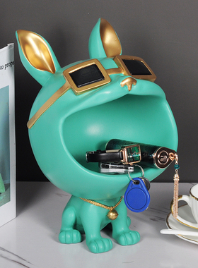 创意北欧玄关家居钥匙简约客厅桌面小狗收纳招财纯手工装饰品摆件