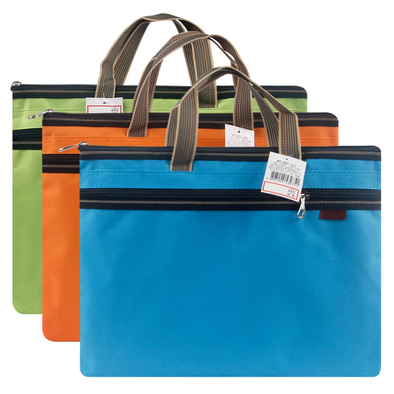dumei渡美NF-263手提文件袋蓝绿橙色 布质收纳袋B4文具包简约公文