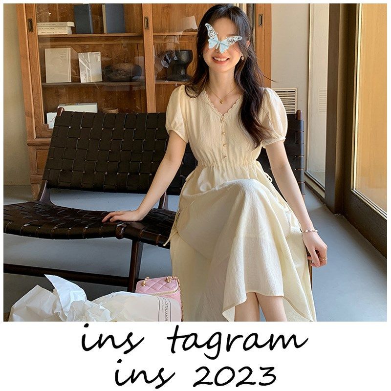 花栗鼠 夏日花信 纯棉碎花短袖衬衫/连衣裙女小众一字肩上衣小姐