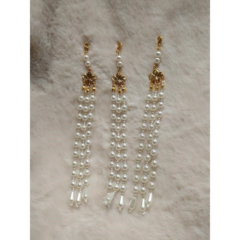 莲花穗可拆卸龙虾扣仿珍珠流苏穗子汉服古风发簪头饰旗袍挂件diy