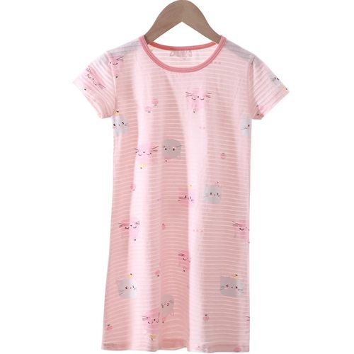 A类女童睡裙夏季薄款短袖睡衣2023新款儿童纯棉家居服女大童裙子