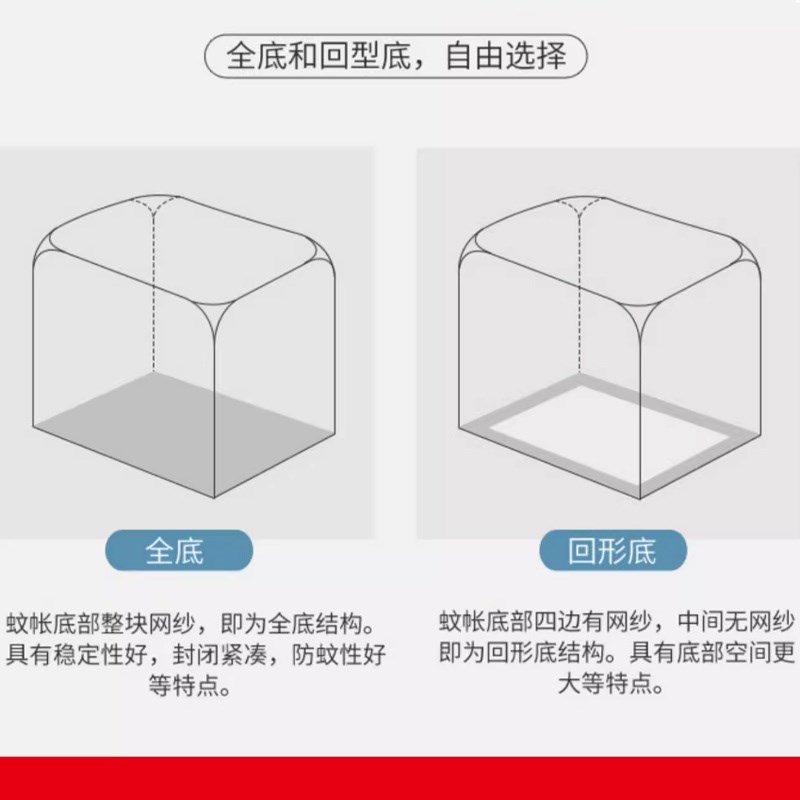 蚊帐家用2025新款135x190床蚊帐回底全底可选1米35床防尘防摔蚊帐