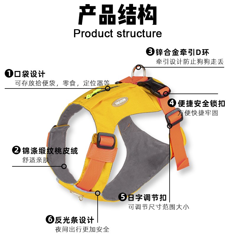 狗狗牵引绳背心式防爆冲宠物狗胸背带中小型犬比熊泰迪柯基遛狗绳