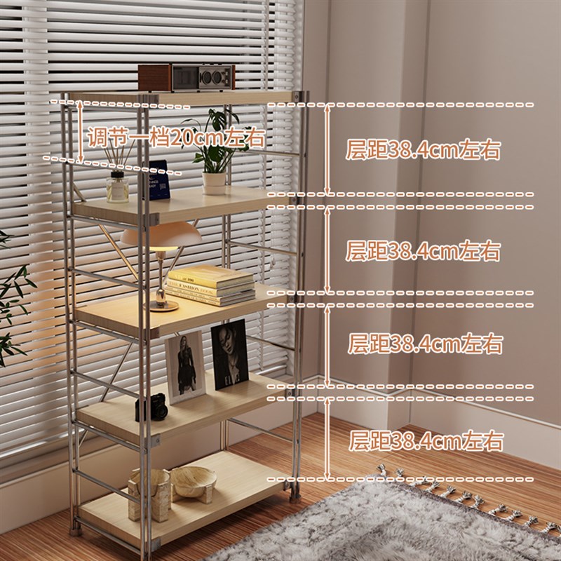 中古置物架日式落地厨房微波炉储物架客厅阳台书架钢木简约展示架