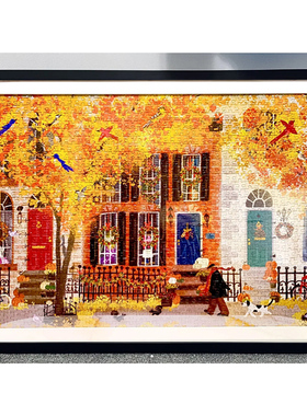 秋日邻里街道拼图框耶诞广场画框架1000片50.8*68.6拼图裱框定制