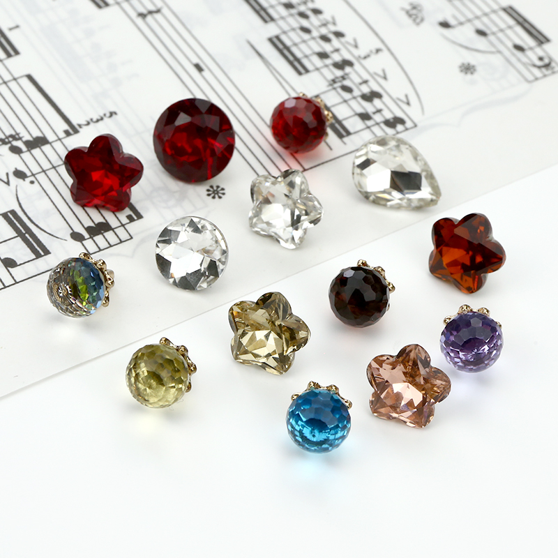 纽扣圆形透明水晶扣百搭衣服小扣子衬衫扣女士开衫羊毛衫装饰钮扣