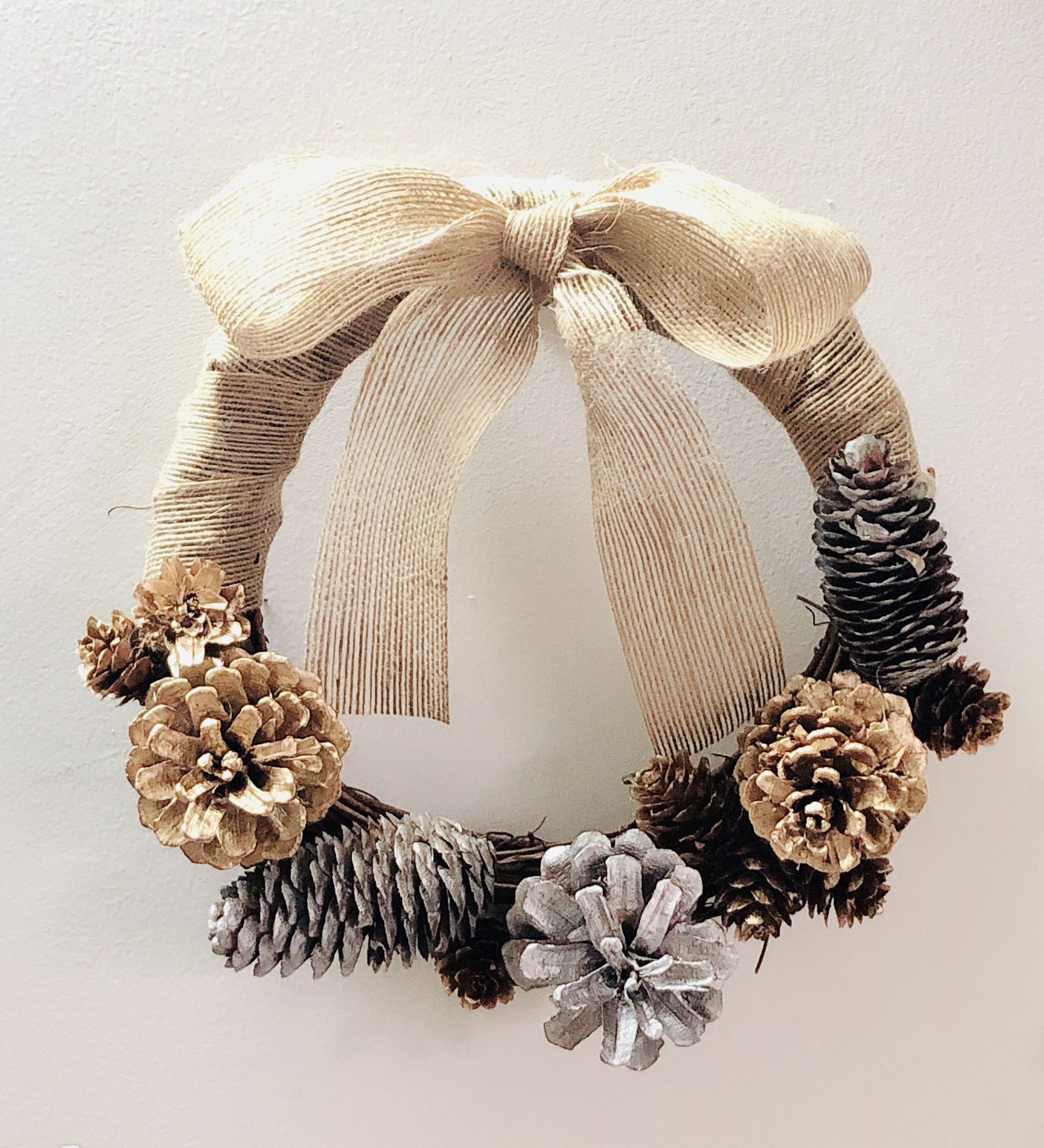 圣诞装饰花环壁饰门挂圣诞饰品礼品装扮干花环松果花环金果银果