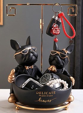 门口玄关放钥匙摆件小狗客厅入户鞋柜置物架挂钩搬家居装饰品乔迁