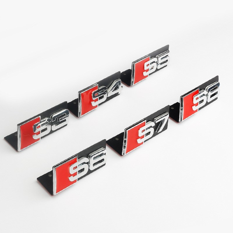 适用奥迪中网标A3/A4L/A6L改装饰S3/S4/S5/S6/S8 RS3/4/5/6车标贴