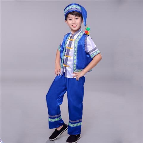 广西壮族三月三少数民族服装儿童六一壮族演出服苗族男童傣族服装