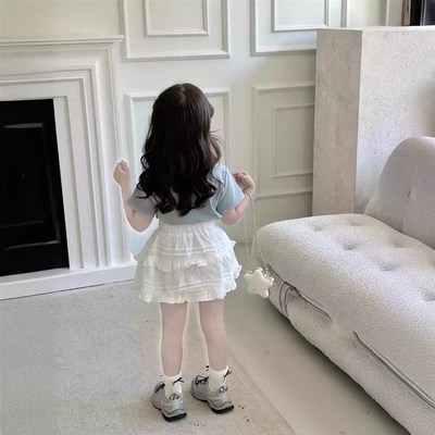 女童白色蛋糕裙半身裙夏季2024新款半裙夏装儿童裙子夏天时尚短裙