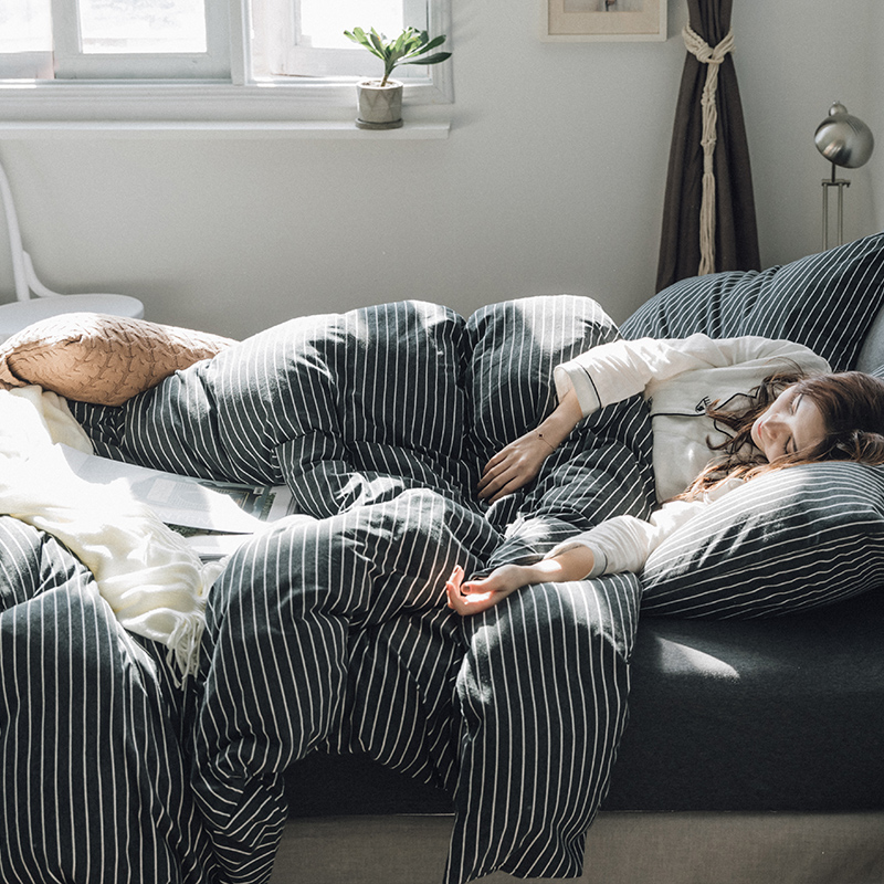 日式天竺棉四件套纯棉被套床单床笠款针织棉1.8米双人床2米床品