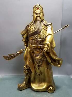 纯铜关公像摆件 家居供奉财神爷乔迁开业关羽关二爷武财神像