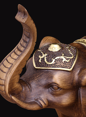 招财大象摆件一对酒柜装饰品办公室桌面摆设工艺品店铺开业礼品