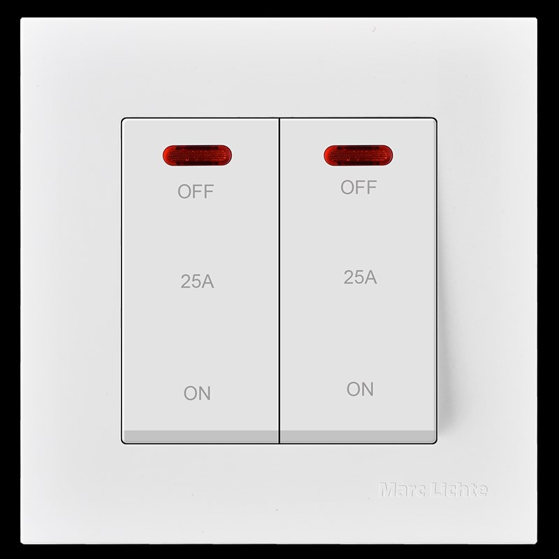 86型2位二开曲架开关面板25A大功率双极双断开关冷气空调专用开关