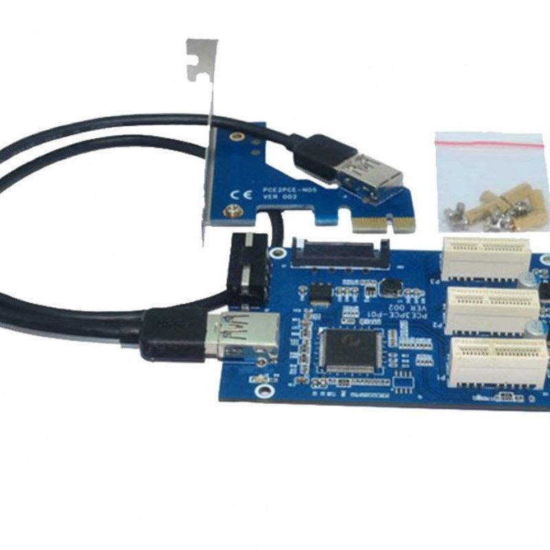 PCI-E转PCIe转接卡 1拖3 PCI-E转PCIe 1X接口扩展卡3口PCIe插槽