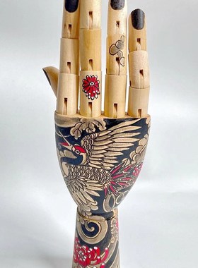 日式浪花手绘定制仙鹤木头手摆件装饰个性礼物摆拍道具首饰架