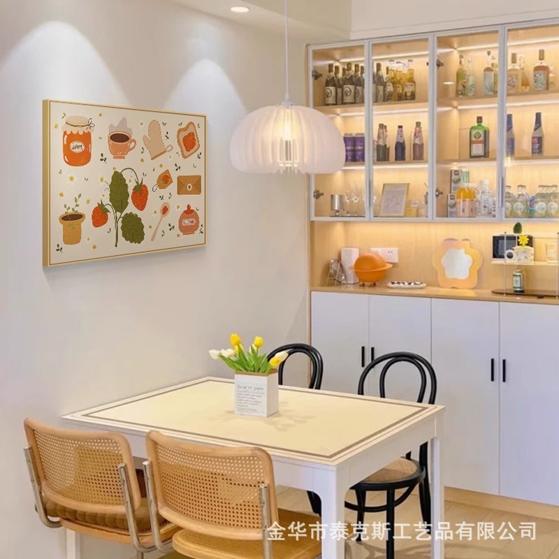 挂墙上的装饰画奶油风餐厅装饰画现代简约原木风客厅挂画小众日式