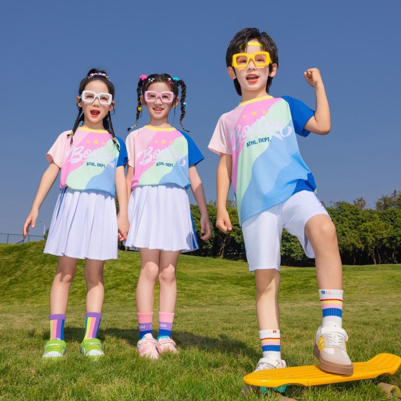 学院风粉蓝色校服中小学生班服春夏装新款儿童班服四件套幼儿园服