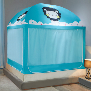 遮光蚊帐家用床帘防尘顶拉链蒙古包坐床卡通儿童防摔1.5m床1.8米