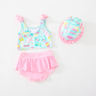 儿童泳衣女宝宝可爱小公主游泳衣2021新款 小女孩分体沙滩海边泳装