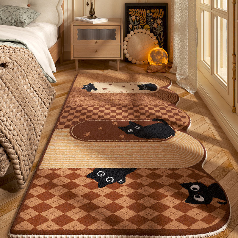 中古风棕色地毯卧室冬天床边地毯绒儿童房间地毯客厅地垫卧室加厚,居家布艺,地毯,淘宝优惠券,粉丝福利购,淘宝优惠卷