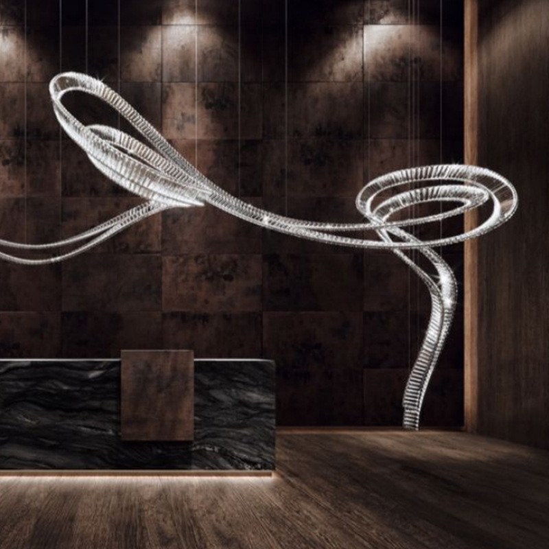 酒店大堂水晶飘带吊灯环形装饰铁艺吊灯别墅售楼部沙盘工程灯