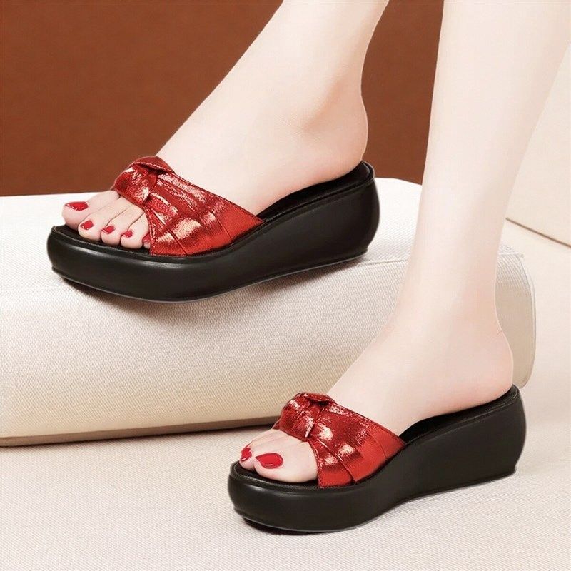 厚底坡跟凉拖鞋女2025新款夏季外穿时尚百搭一字拖鞋松糕底沙滩鞋,女鞋,一字拖,淘宝优惠券,粉丝福利购,淘宝优惠卷