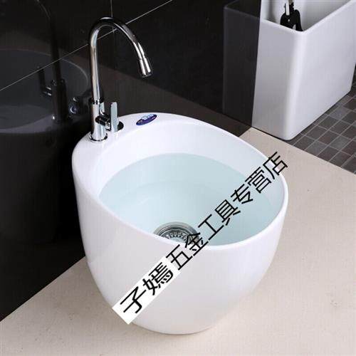 欧式拖布盆龙瓷拖布池陶号圆形拖把池阳台墩布盆台控地.拖池带大