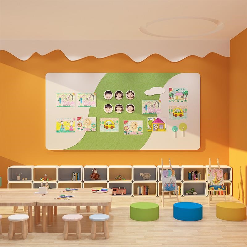 幼儿园教室布置公告栏毛毡板墙贴画培训机构学生风采背景墙面装饰