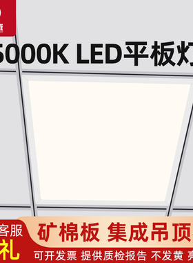 5000k平板灯led集成吊顶矿棉板T型龙骨600x600方灯595*595办公室