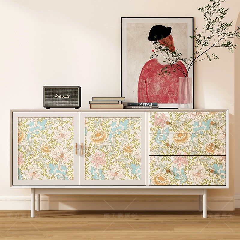 小清新花卉装饰家具贴纸翻新旧柜子贴画客厅布置壁纸自粘pvc防水,家居饰品,软装墙贴,淘宝优惠券,粉丝福利购,淘宝优惠卷