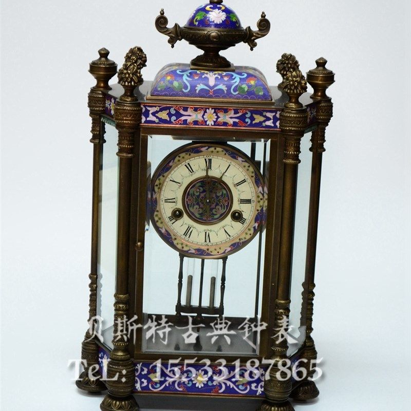 景泰蓝 座钟 古典机械 纯铜老式发条 上弦座钟 欧式家居 样板间钟,家居饰品,座钟,淘宝优惠券,粉丝福利购,淘宝优惠卷