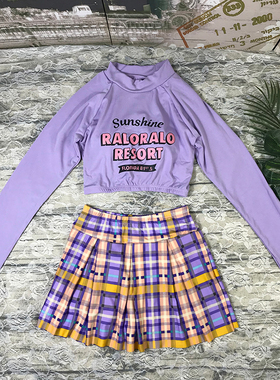 紫色分体长袖泳h衣女显瘦遮肚保守学生温泉仙女范少女ins风泳装