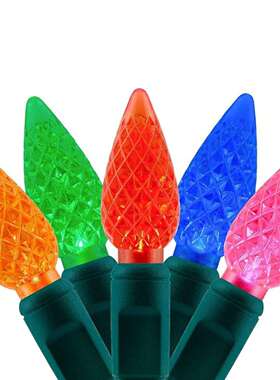 110V美规草莓LED灯串 户外防水五彩C6圣诞灯 UL标准节日装饰灯