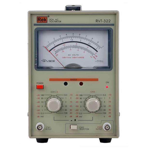 ReK美瑞克RVT-322双针交流毫伏表300uv-100V 双频道毫伏表 共12档