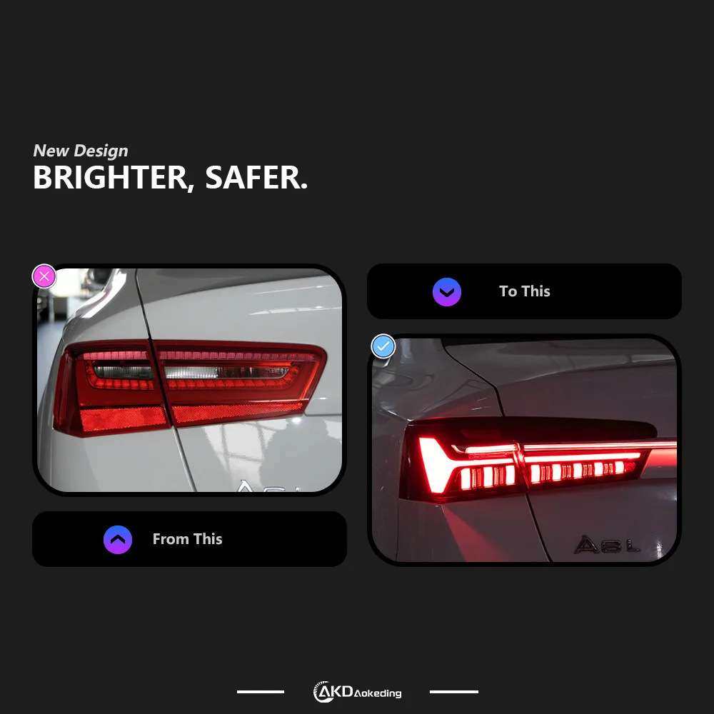 专用于12-15款奥迪A6 C7贯穿尾灯总成改装C8款LED流水转向跑马灯