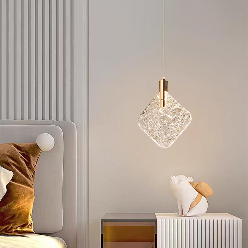 床头吊灯简约意式极简轻奢高级感水晶吊线灯卧室床头吊灯民宿吊灯