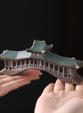 热销古风建筑陶瓷廊桥石拱桥梁古桥微景观沙盘造景假山鱼缸装饰品