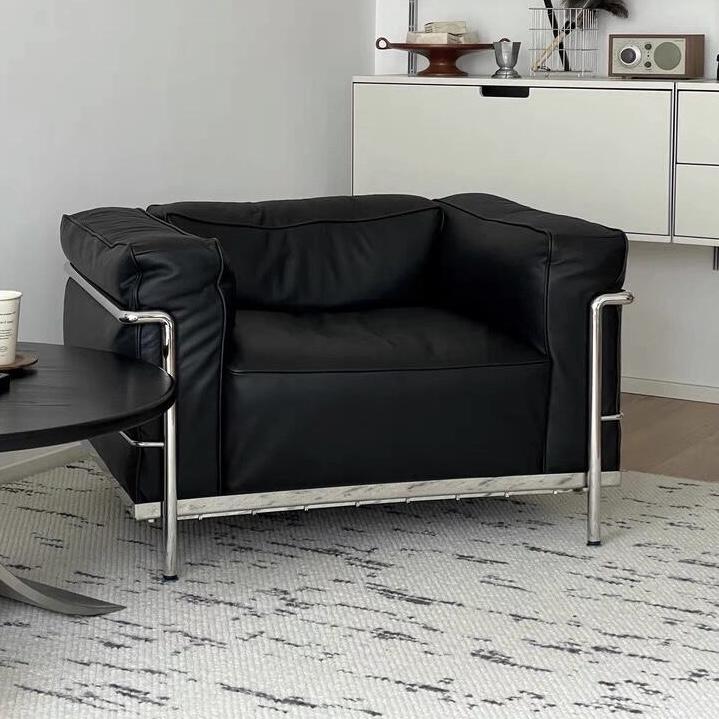 真皮中古风单人真皮沙发椅