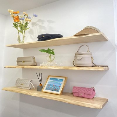 热销实木一字隔板置物架电视墙面悬空置物架服装店上墙展示架简约